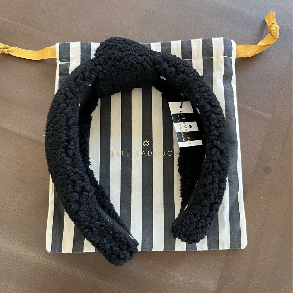 Lele Sadoughi Knotted Teddy Headband Black *NWT*